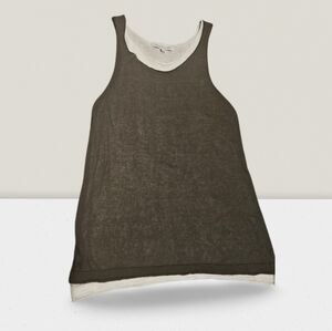 Keren Hart Two-piece Layered Tank Top Small Green And White Lightweight